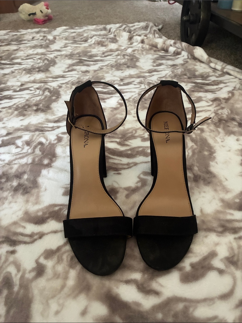 Merona black high heels with ankle strap